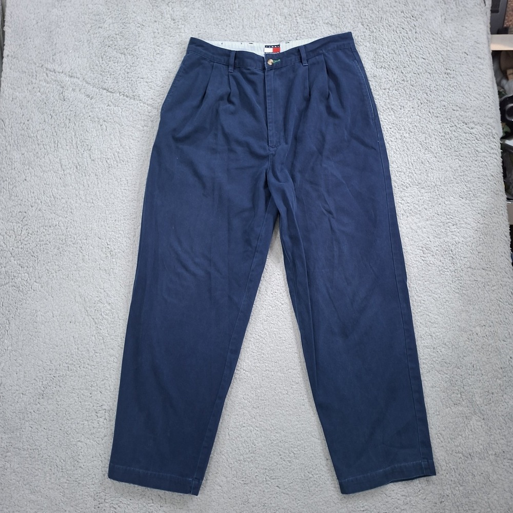 Vintage 90s Streetwear Mens Chino pant 34/29* Tommy Hilfiger Pleated Slight Fade